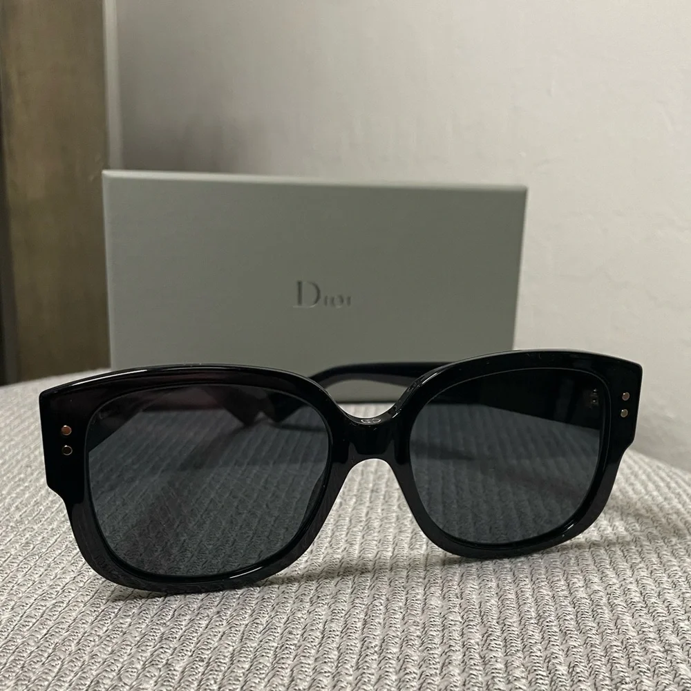 🎉HP🎉New! Dior Lady Dior Studs 54MM Black/Gold Sunglasses✨ Case, Box & Cloth
